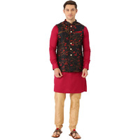 Manyavar Men's Cotton Regular Kurta (Shjst133_Blue_Xl)
