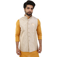 Manyavar Men's Nehru Jacket (Jac188-302-Xxl_Cream_2Xl)