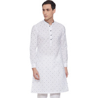 Manyavar Men's Cotton Regular Kurta (Ml11960-301-M_White_Medium)