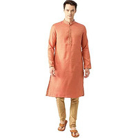Manyavar Selfdesign Printed Sytlish Kurta And Churidar Set For Men - (Gajari, X-Large)
