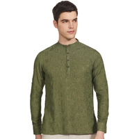 Manyavar Elegant Selfdesign Short Kurta For Men - (Khaki Green, Large)