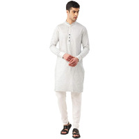 Manyavar Men's Cotton Blend Regular Ethinic Wear (Ml11985_White_L)