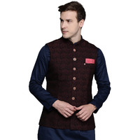 Manyavar Men's Floral (Wc00200-307-L_Maroon_L)