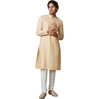 Manyavar Kurta Set For Men, Full Sleeves Mandarin Collar Ethnic Kurta Set For Diwali, Wedding, Party Solid (Beige, 2Xl)
