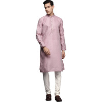 Manyavar Kurta Set For Men, Full Sleeves Mandarin Collar Ethnic Kurta Set For Diwali, Wedding, Party Art Silk