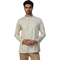 Manyavar Mens Short Kurta Only Cream (Xl)