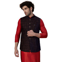 Manyavar Men's Nehru Jacket (Wc0221V-306_Blue