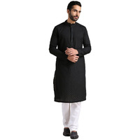Manyavar Kurta Set For Men, Full Sleeves Mandarin Collar Ethnic Kurta Set For Engagement, Wedding, Party All Over Self Design