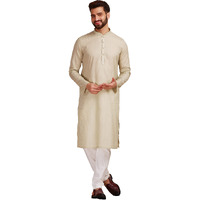 Manyavar Pista Cotton Full Sleeve Kurta Set | Traditional Kurta Set For Men (Xl)