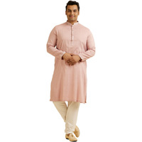 Manyavar Men's Art Silk Self-Design Kurta Pyjama Set (Pink,03Xl)
