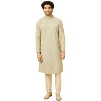 Manyavar Mens Green Viscose Kurta Pyjama Set