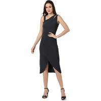 Campus Sutra Women Solid Casual Dresses(Ssmr22_Cswssdr5011_M) Navy Blue