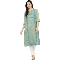 Ketch Women's Polyester Straight Dress Shirt (Khku000058_Green_S)