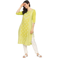 Ketch Women's Polyester Regular Fashion Regular Fit Kurta (Khku000081_Lime/Green,Medium, Medium