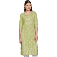 Ketch Women's Polyester Straight Dress Shirt (Khku000085_Green_L)