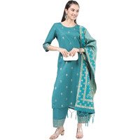 Ketch Women's Polyester Kurta Set (Khk3000062_Green