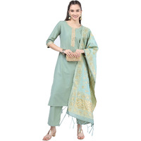 Ketch Women's Polyester Printed Regular Dress Shirt (Khk3000070_Green_Xl)