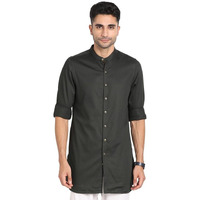 Turtle Men 100% Cotton Dark Green Jacqard Print Slim Fit Ceremonial Kurta