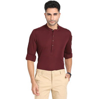 Turtle Men Knitted Maroon Slim Fit Casual Kurta