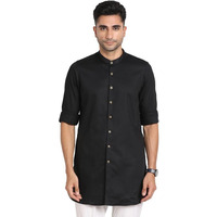 Turtle Men 100% Cotton Black Jacqard Print Slim Fit Ceremonial Kurta