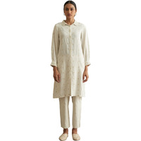 W For Woman Ecru Embroidered Shirt Dress_22Maf11438-920424_Xs