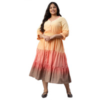 Yellow Plus Size Dress With Smoking Detail