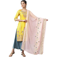 Aurelia Geometric Woven Polyester Womens Casual Dupatta (Pink, Free Size)
