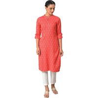 Pink Printed Dobby Kurta