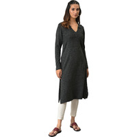 Grey Acrylic Charm Plus Size Winter Kurta