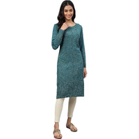 Green Lurex Knitted Plus Size Winter Kurta