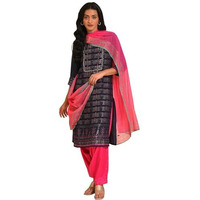 W For Woman Women's Rayon Kurta, Salwar & Dupatta (23Fesp11190-312495_Navy