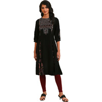 W For Woman Black Godget Tunic With Multi-Coloured Embroidery_23Few18156-217754_2Xl