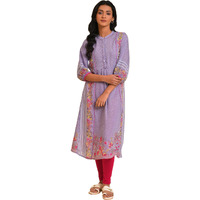 W For Woman Light Purple Placement Print Tunic (Size: L)-23Few18427-119557
