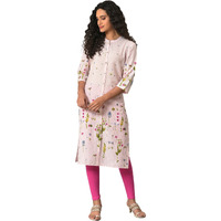 W For Woman Light Pink Floral Printed Plus Size Kurta In Mandarin Collar_23Few18927G-121423_4Xl_20