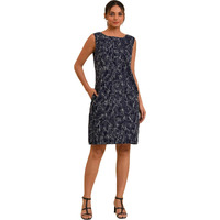 W For Woman Cotton Blue Striped & Embroidered Sheath Dress Above The Knee (23Few18823-820567_Navy 8)_8