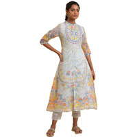 W For Woman Kurta & Slim Pant_23Fews19111-120297_Xs Blue