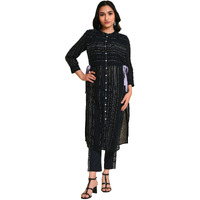 W For Woman Black Mock Vest Plus Size Kurta_23Few18704G-312377_5Xl