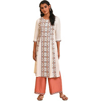 W For Woman Ecru Geometric Print Plus Size Summer Kurta_23Few18707G-312739_4Xl