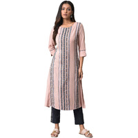 W For Woman Pink Dobby Printed Kurta_23Few18714-312740_S_8