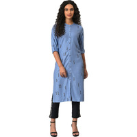 W For Woman Blue Geometric Print Shirt Kurta_23Few18953-120118_L_12