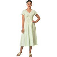 Green Stripes V-Neck Summer Dress
