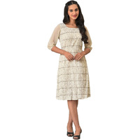 Aurelia Natural Striped Cotton Lycra Blend Shift Dress