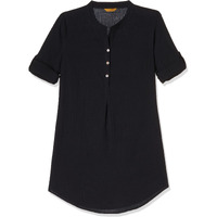 Aurelia Women's Black Textured Cotton-Rayon Blend Regular Kurti