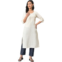 Aurelia Women's Cotton Blend Regular Kurta (22Sta10634-215002_White