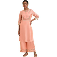 W For Woman Pink Embroidered Shantun Festive Kurta_23Few18646-218837_M