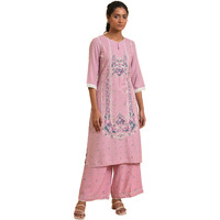 W For Woman Light Purple Printed Straight Kurta_23Few18662-120066_Xs