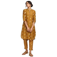 W For Woman Mustard Cotton Silk Jacquard Kurta_23Maf11396-930087_2Xl