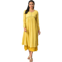 Yellow Flared Solid Dress