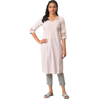 Pink Sequined Lurex Striped Kurta