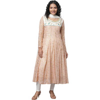 Aurelia Peach Floral Printed Foil Embellished Kurta Dupatta Bottomwear